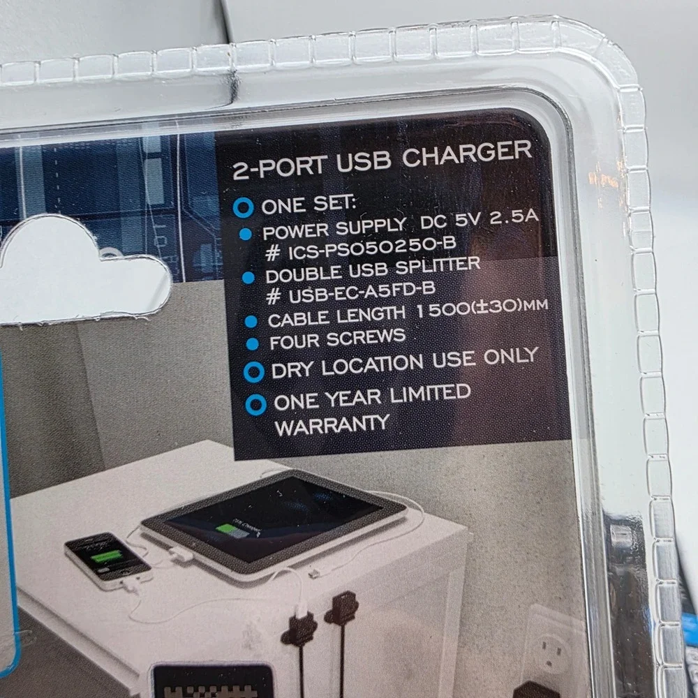 2 Pack EZ Collection 2-Port USB Charger Smart Charging System Black 5 FD-B O9